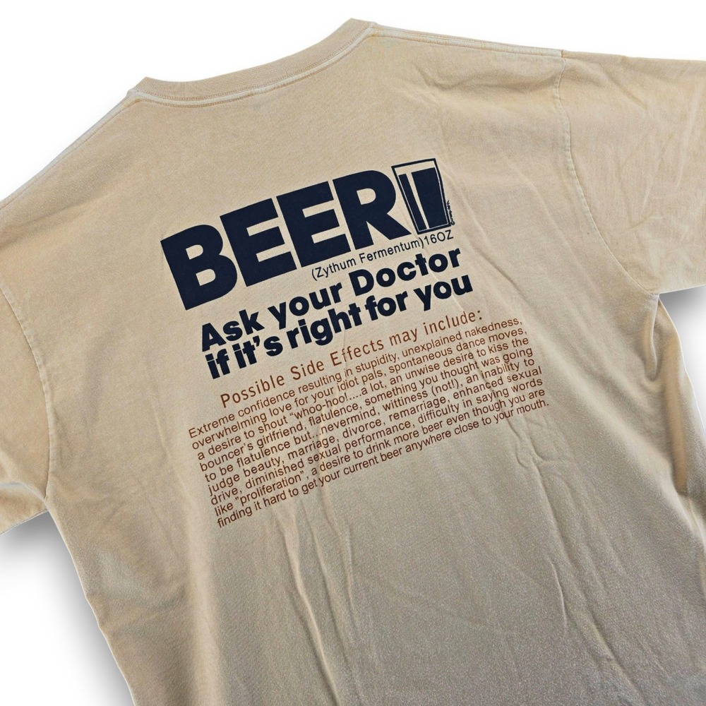 Crazy Shirts Beer Dyed Graphic T Shirt Mens XL Tan Cotton Funny Side Effects Tee